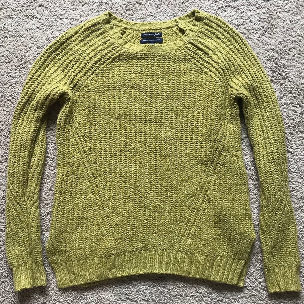 Bright green knit sweater from American eagle